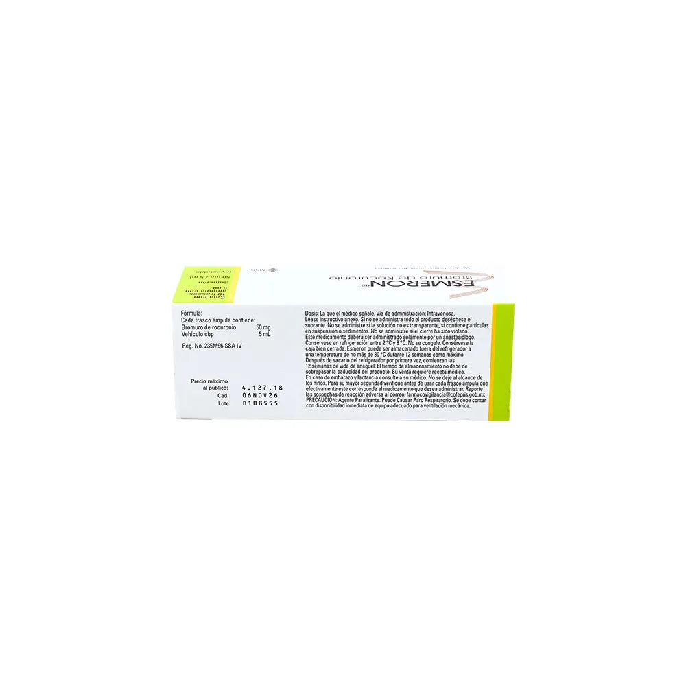 ESMERON BROMURO DE ROCURONIO 50 MG/5 ML CAJ/10 FAM