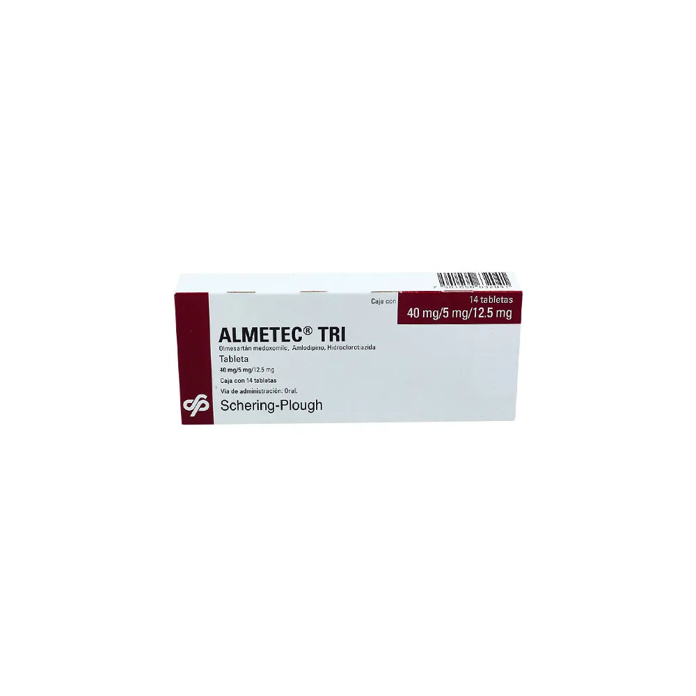 ALMETEC-TRI OLMESARTAN MEDOXIMILO/ AMLODIPINO/ HIDROCLOROTIAZIDA 40 MG/ 5 MG/ 12.5 MG CAJ/14 TAB