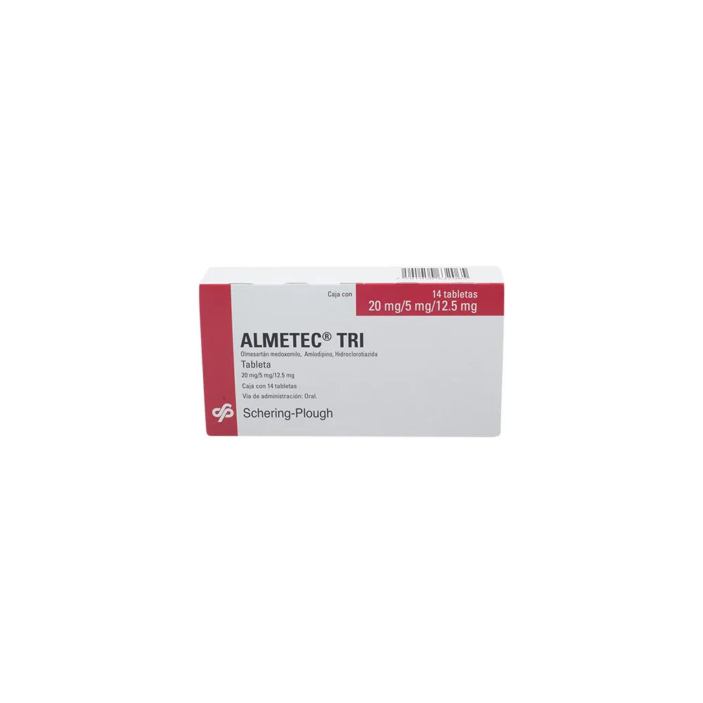 ALMETEC-TRI OLMESARTAN MEDOXIMILO/ AMLODIPINO/ HIDROCLOROTIAZIDA 20 MG/ 5 MG/ 12.5 MG CAJ/14 TAB