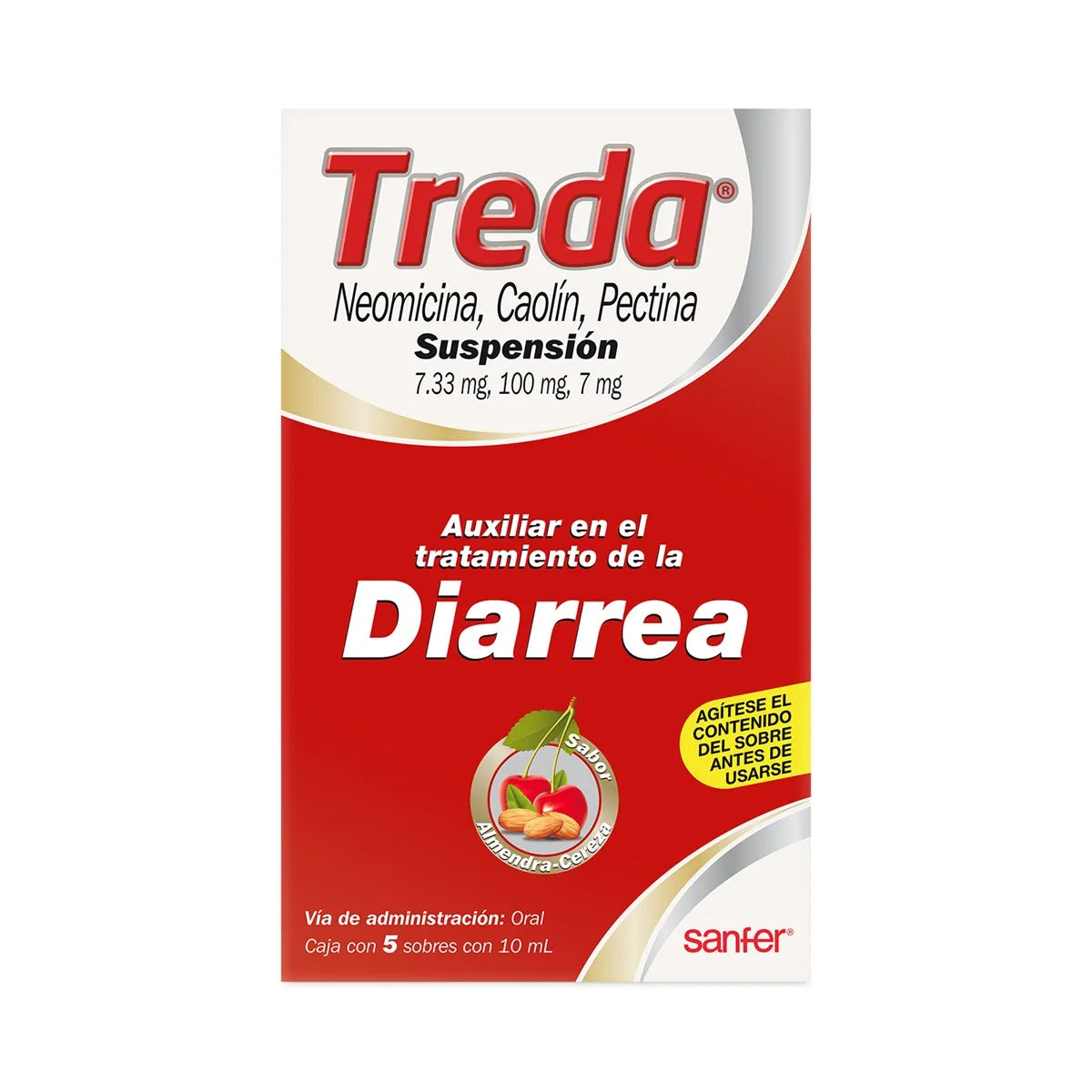 TREDA NEOMICINA/ CAOLIN/ PECTINA SUSPENSION 7,33 MG / 100 MG / 7 MG CAJ 5 SOBRES DE 10 ML