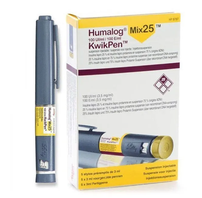 HUMALOG MIX 25 KWIKPEN  INSULINA LISPRO/INSULINA LISPRO 25UI/75UI  PROTAMINA  5 JPRELL C/3ML