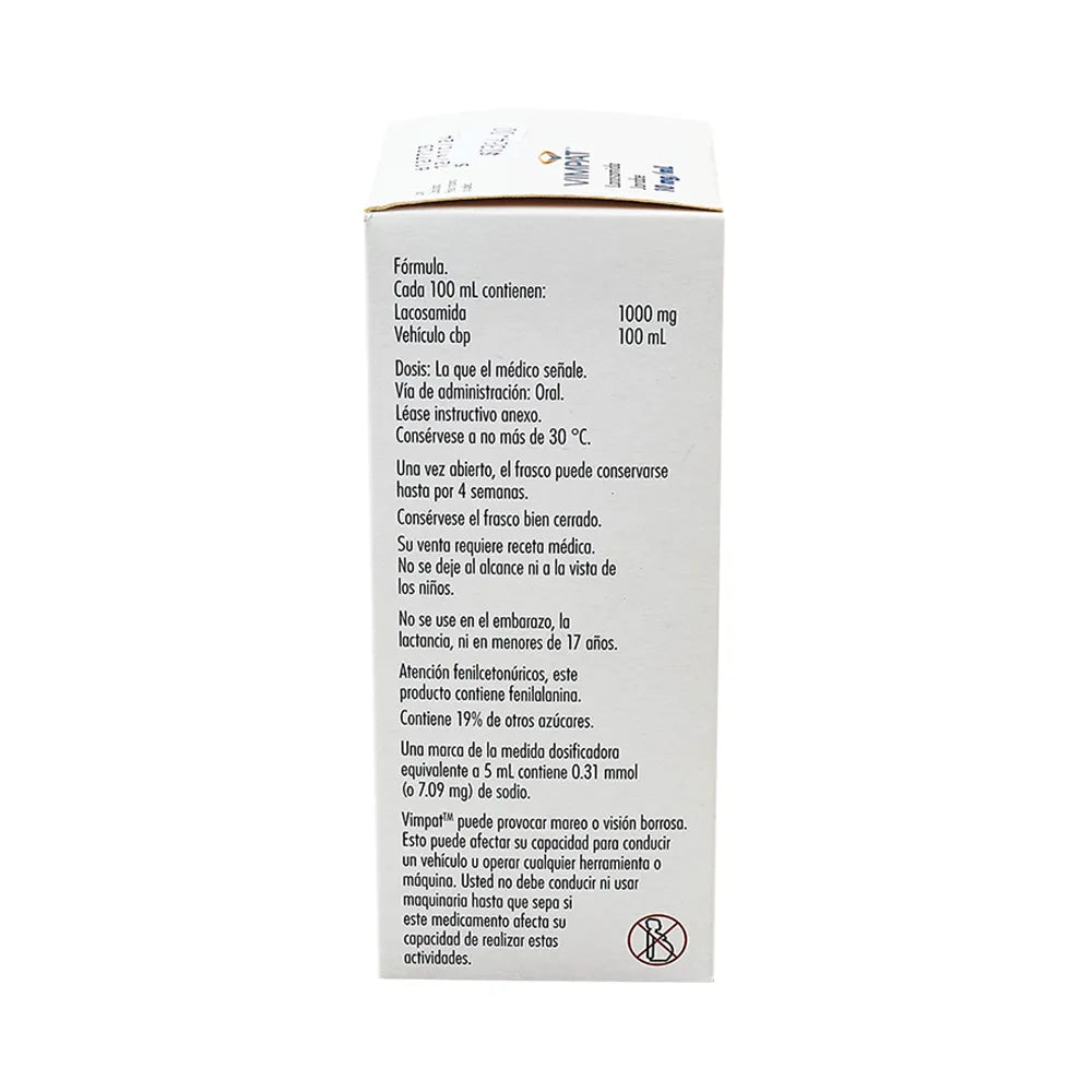 VIMPAT LACOSAMIDA 10 MG/ ML CAJ/1 FRASCO 200 ML