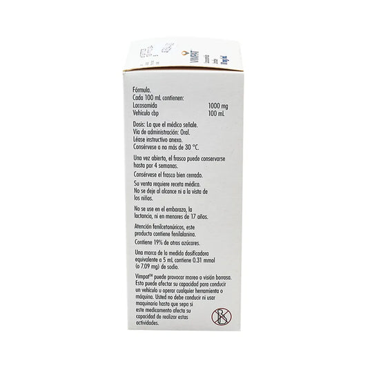 VIMPAT LACOSAMIDA 10 MG/ ML CAJ/1 FRASCO 200 ML