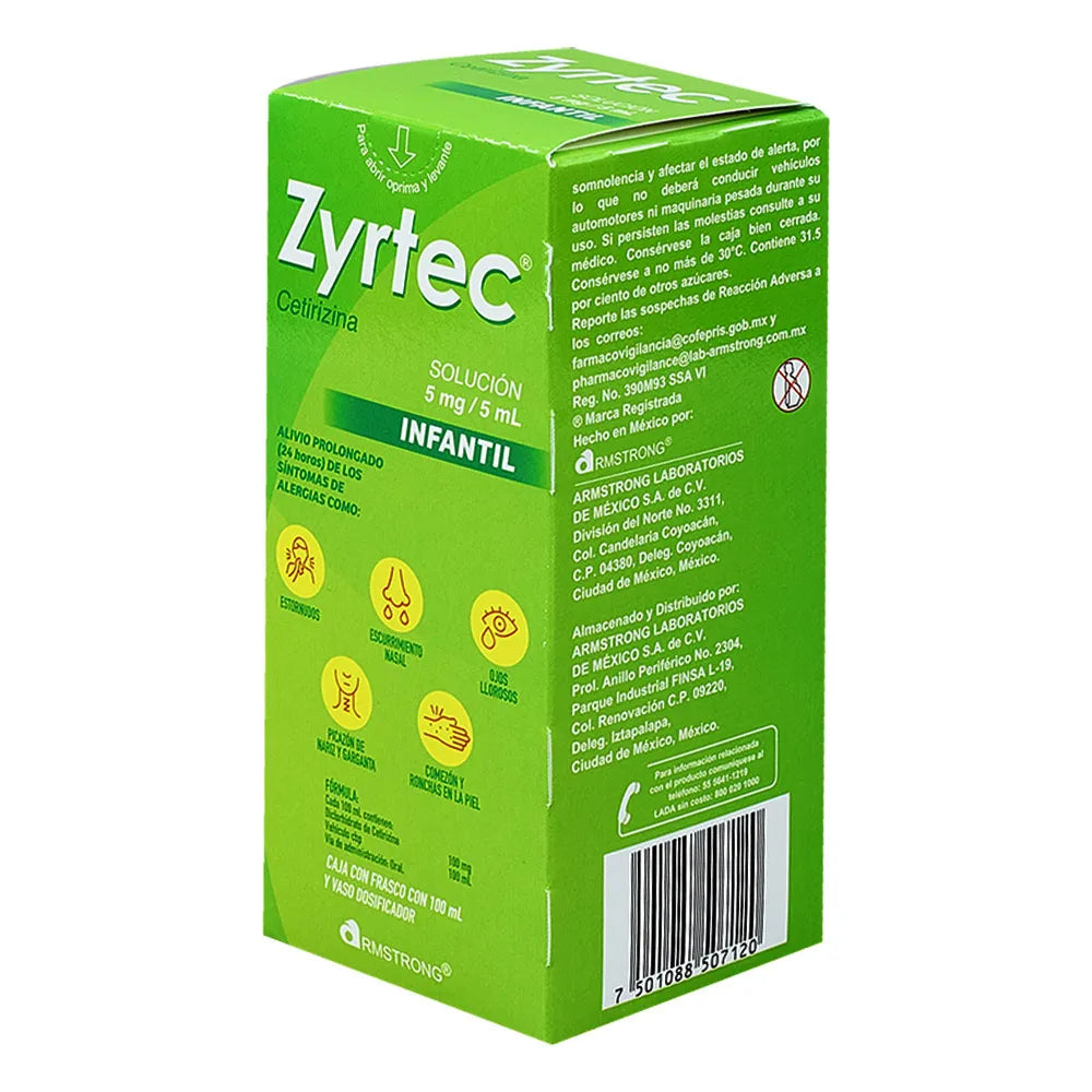 ZYRTEC INF  CETIRIZINA 5 MG/ 5 ML SOL FCO C/100ML