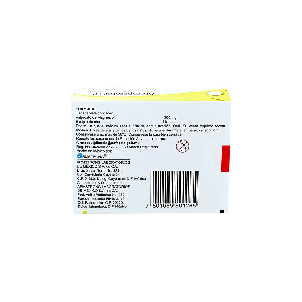 ATEMPERATOR LP VALPROATO DE MAGNESIO 300 MG CAJ/ 20 TAB
