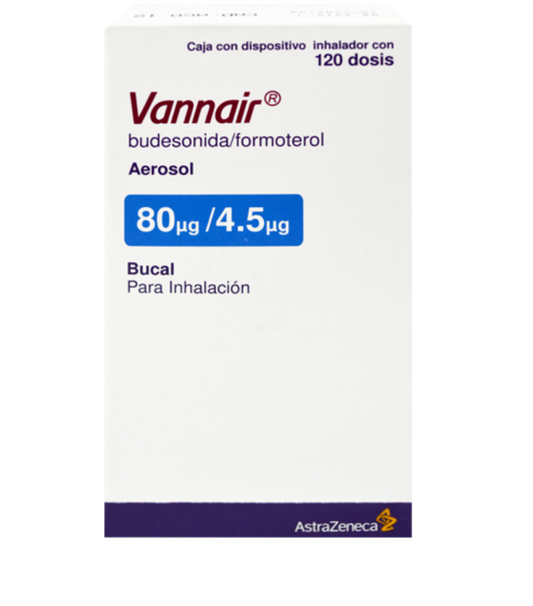 VANNAIR BUDESONIDA/FORMOTEROL 80/4.5MCG AER FCO C/120DOSIS