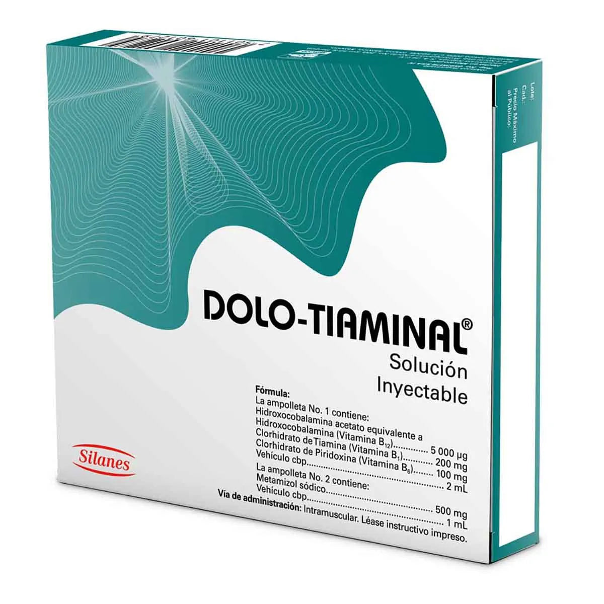 DOLO TIAMINAL Cianocobalamina / Tiamina / Piridoxina / Metamizol sódico  0.5MG /100 MG/ 50 MG/ 250 MG CAJ/3 FAM