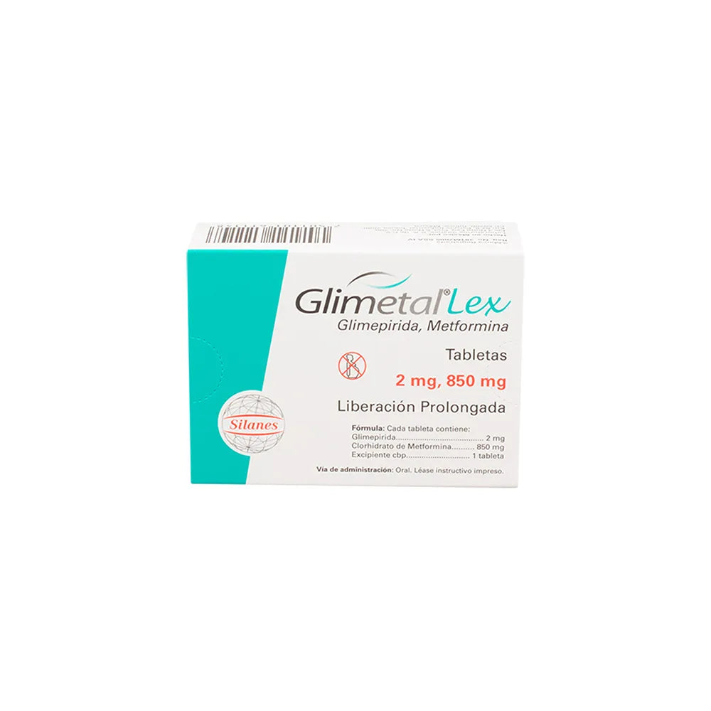 GLIMETAL GLIMEPIRIDA/ METFORMINA 2 MG/850 MG CAJ/30 TAB