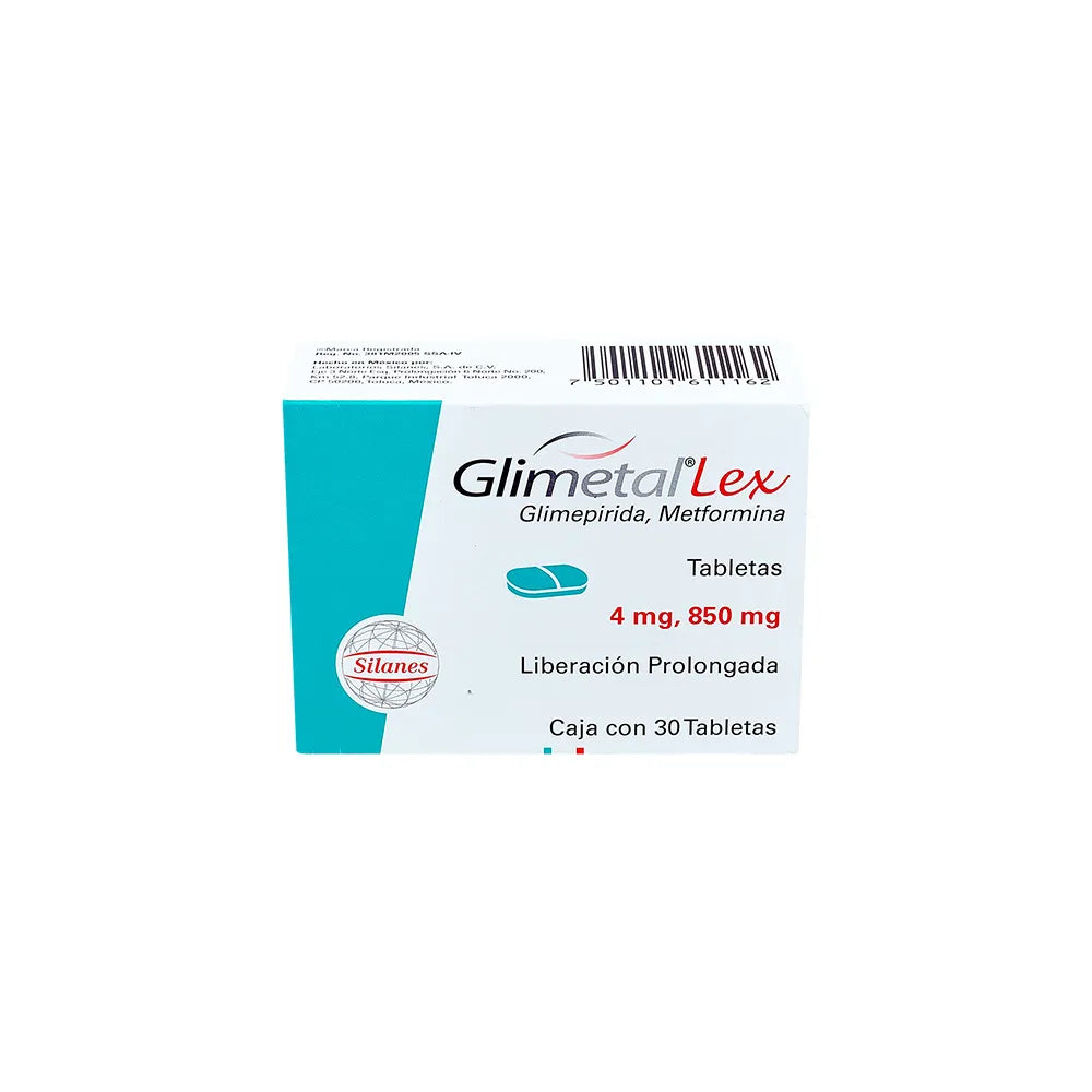 GLIMETAL GLIMEPIRIDA/ METFORMINA 2 MG/850 MG CAJ/30 TAB