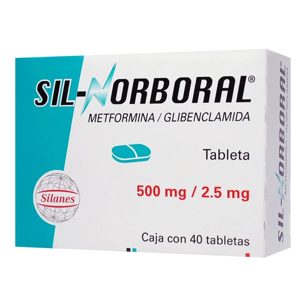 SIL-NORBORAL METFORMINA/ GLIBENCLAMIDA 2.5 MG/ 500 MG CAJ/ 40 TAB