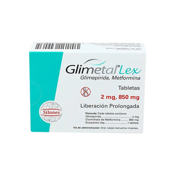 GLIMETAL GLIMEPIRIDA/ METFORMINA 2MG/850 MG CAJ/16 TAB