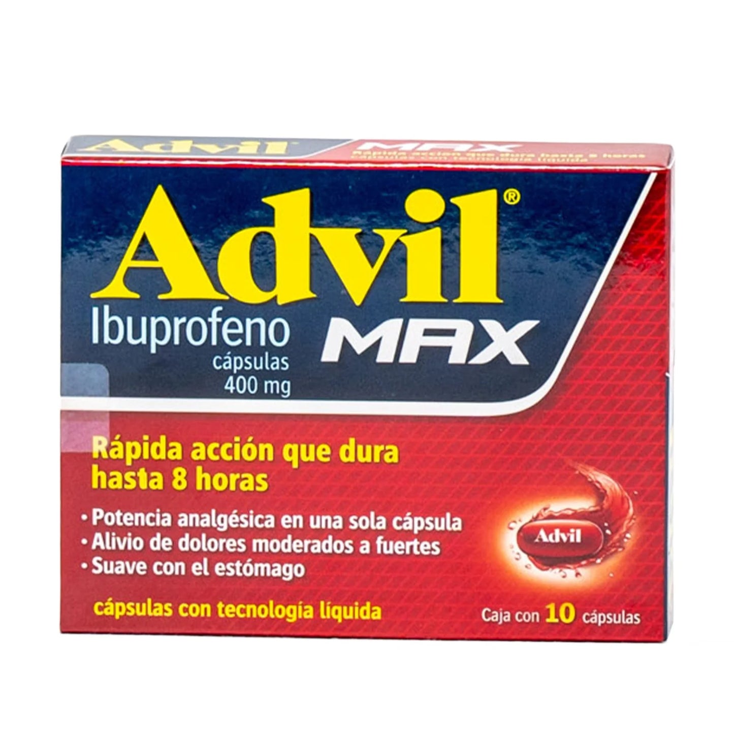 ADVIL MAX IBUPROFENO 400 MG C/10 CAPS.