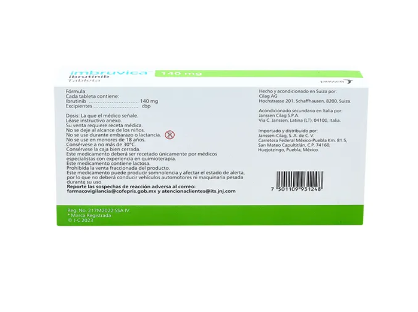 IMBRUVICA IBRUTINIB 140 MG TAB CAJ C/120
