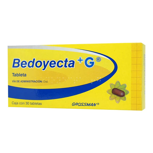 BEDOYECTA+G GINSENG/ ASCORBIC ACID / THIAMINE / PYRIDOXINE/ RIVOFLABIN/ NICOTIDAMIDE / CALCIUM D-PANTOTHENATE 40 MG/ 150 MG/ 10 MG/ 5 MG / 5 MG/ 50 MG/ 10 MG TAB. BOX C/30