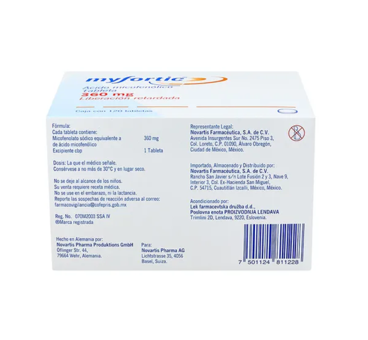 MYFORTIC MYCOPHENOLIC ACID 360MG GRA CAJ C/120