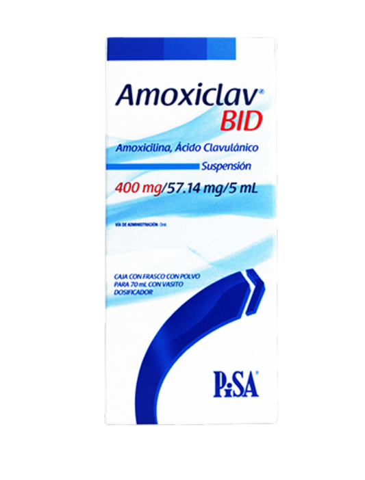 AMOXICLAV BID AMOXICILINA/ ACIDO CLAVULANICO 400/57.14 MG /5 ML 1 SUSP C/70 ml
