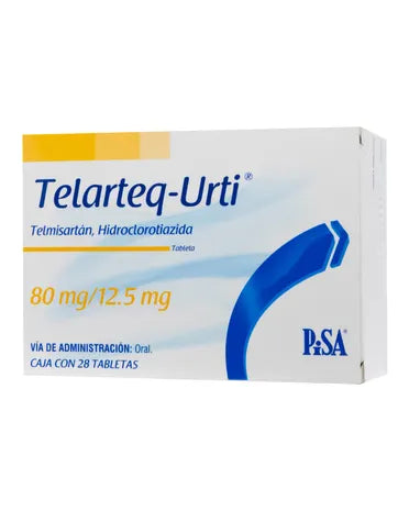 TELARTEQ-URTI TELMISARTAN/HIDROCLOROTIAZIDA 80 MG/ 12.5 MG CAJ/ 14 TAB