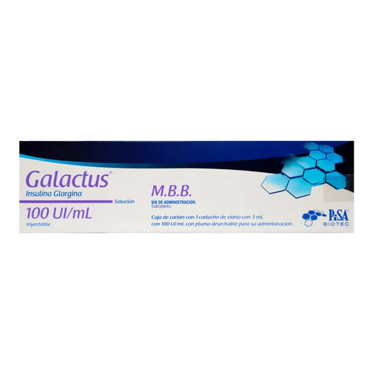 GALACTUS INSULINA GLARGINA 100 UI/ML 1 CARTUCHO C/3 ML