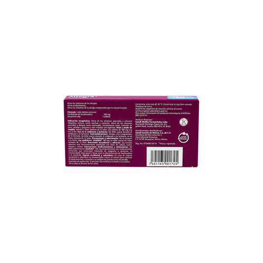 ALLEGRA FEXOFENADINA 180 MG CAJ/10 COMP