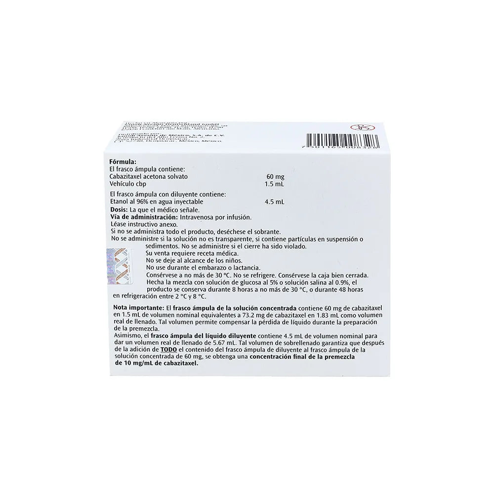 JEVTANA CABAZITAXEL 60MG/1.5ML F A CAJ C/1