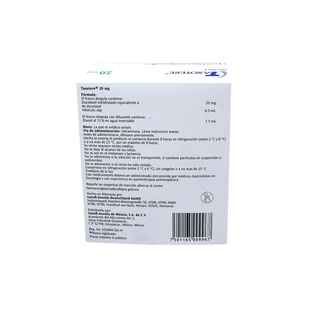 TAXOTERE DOCETAXEL 20MG AMP CAJ C/1