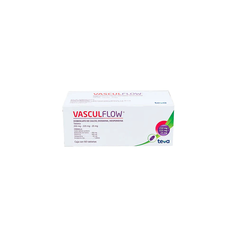 VASCULFLOW  Dobesilato de calcio / Diosmina / Hesperidina TAB. 250/225/25 MG. CAJA C/60