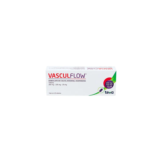 VASCULFLOW Dobesilato de calcio / Diosmina / Hesperidina  TAB. 250/225/25 MG. CAJA C/20