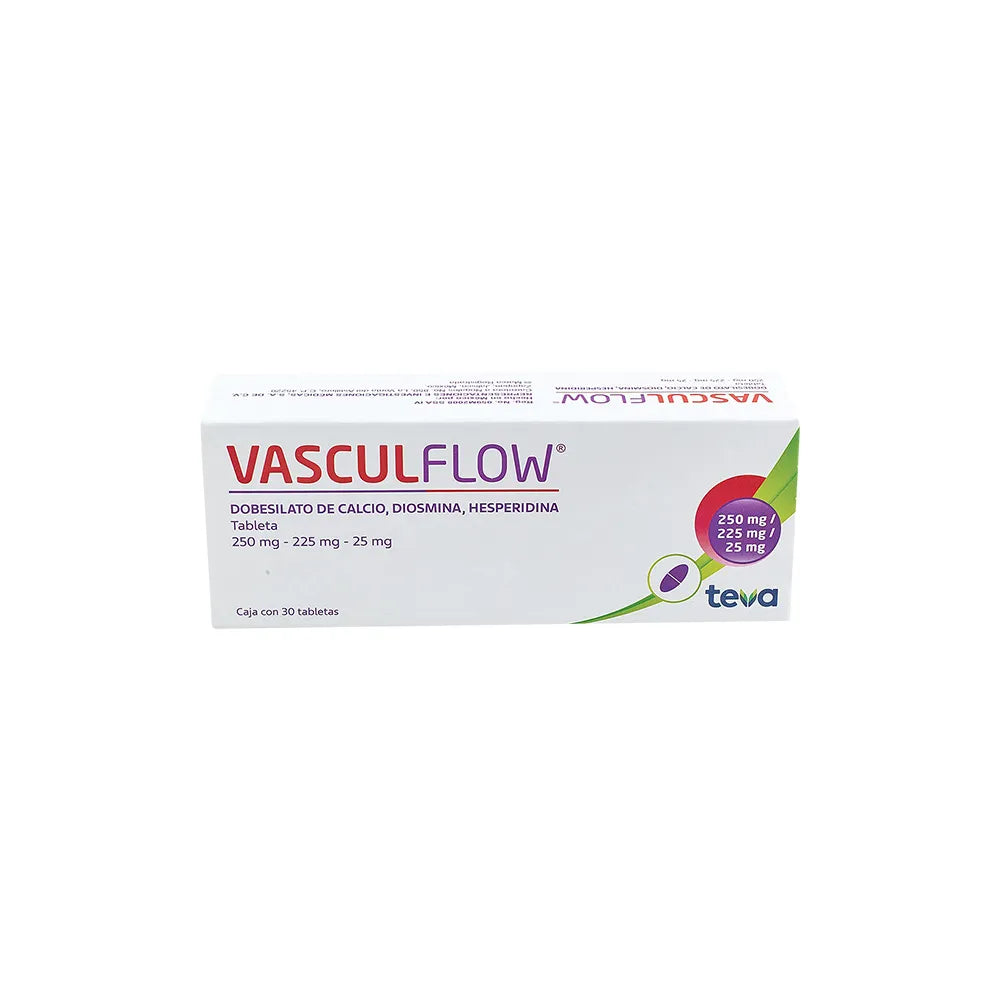 VASCULFLOW  Dobesilato de calcio / Diosmina / Hesperidina TAB. 250/225/25 MG. CAJA C/30