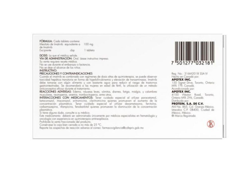 APOTEX IMATINIB 100MG TAB CAJ/60