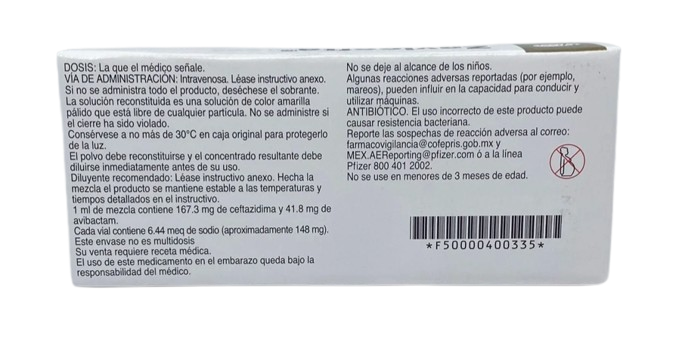 ZAVICEFTA CEFTAZIDIMA AVIBACTAM 2/0.5 G CAJ FAM C/10
