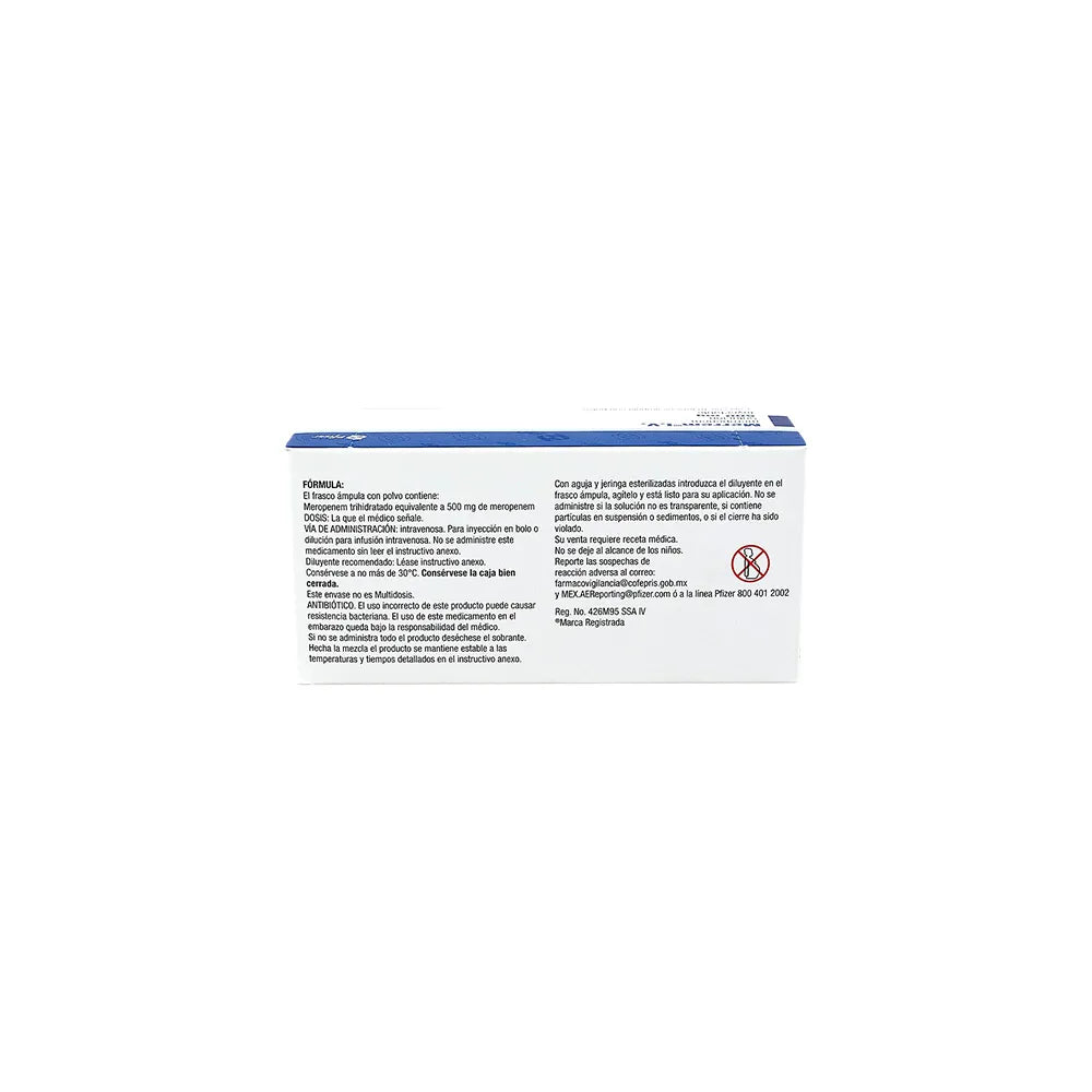 MERREM MEROPENEM 500 MG CAJ/10FAM