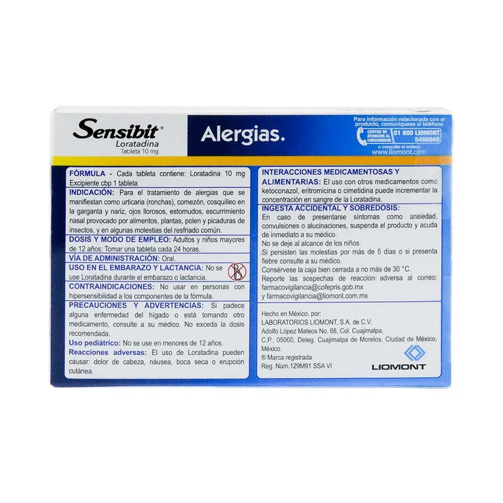 SENSIBIT LORATADINA 10 MG CAJ/10 TAB