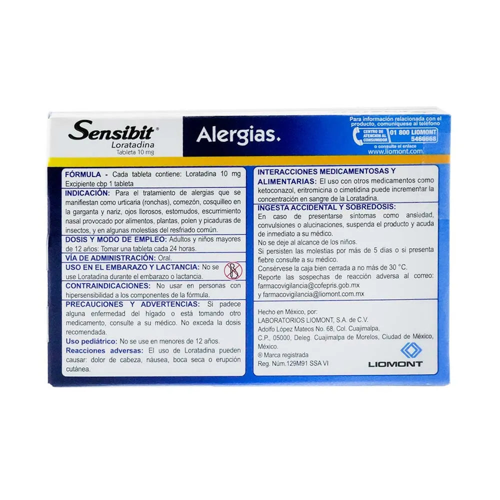 SENSIBIT LORATADINA 10 MG CAJ/20 TAB