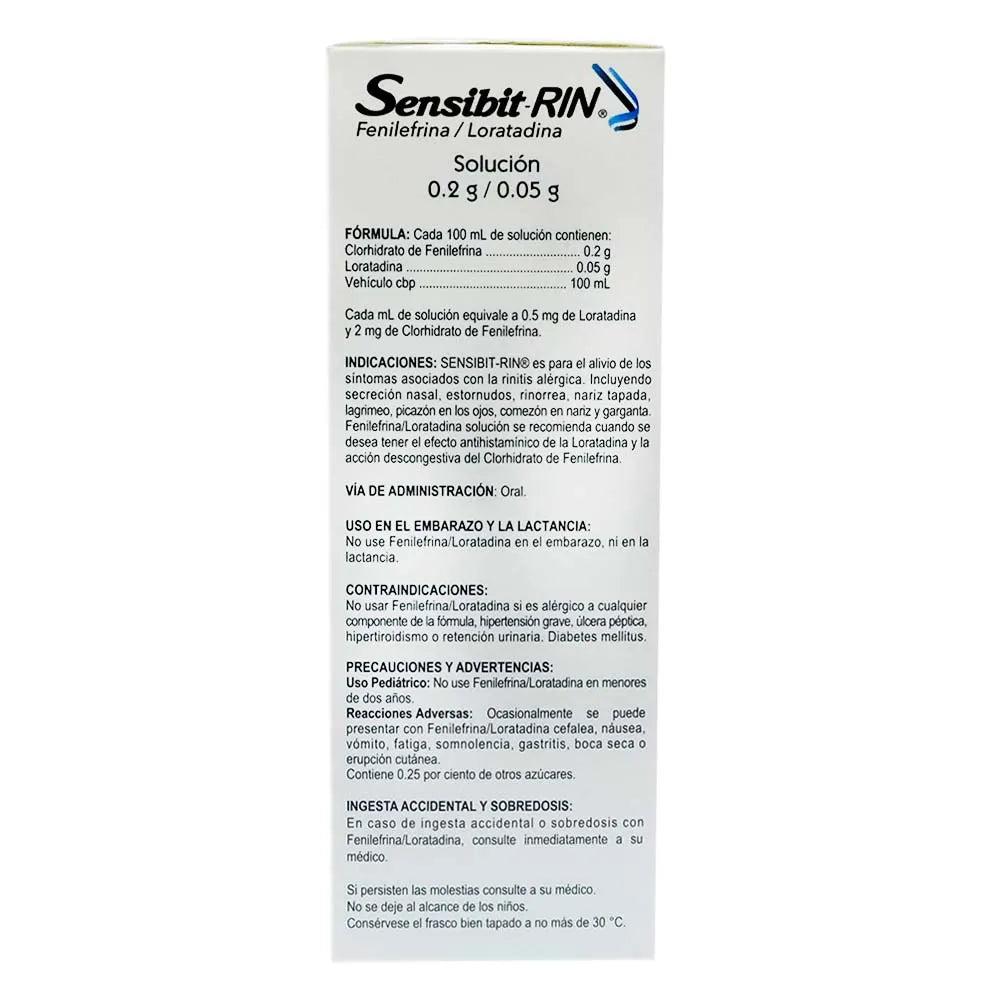 SENSIBIT RIN FENILEFRINA/ LORATADINA 0.2GR/0.05 GR   CAJ/ 60 ML
