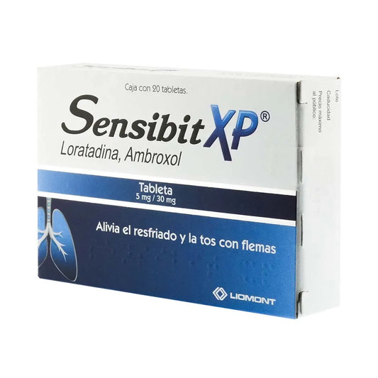SENSIBIT XP LORATADINA/ AMBROXOL 5 MG/ 30 MG CAJ/ 20 TAB