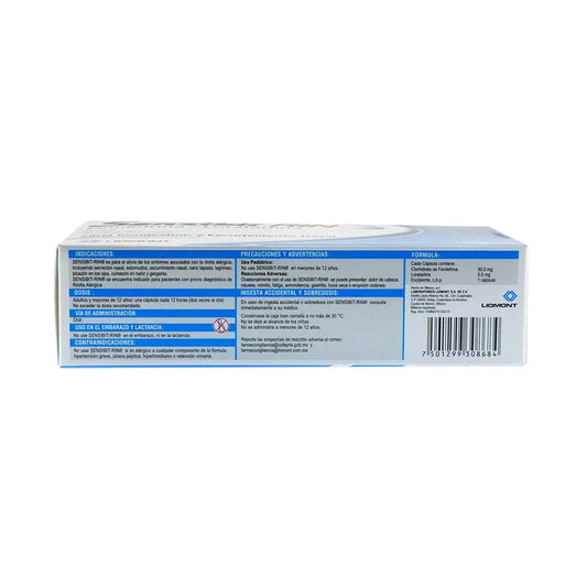 SENSIBIT RIN FENILEFRINA/ LORATADINA 30 MG/ 5MG  CAJ/ 20 CAPS