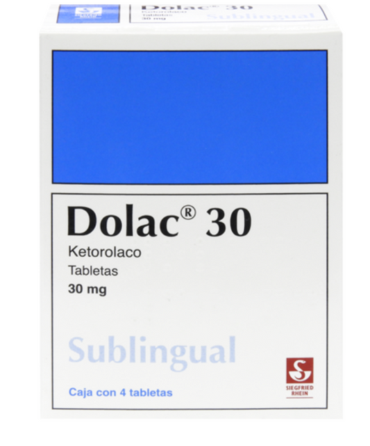 DOLAC KETOROLACO SUBLINGUAL 30 MG TAB CAJ/4