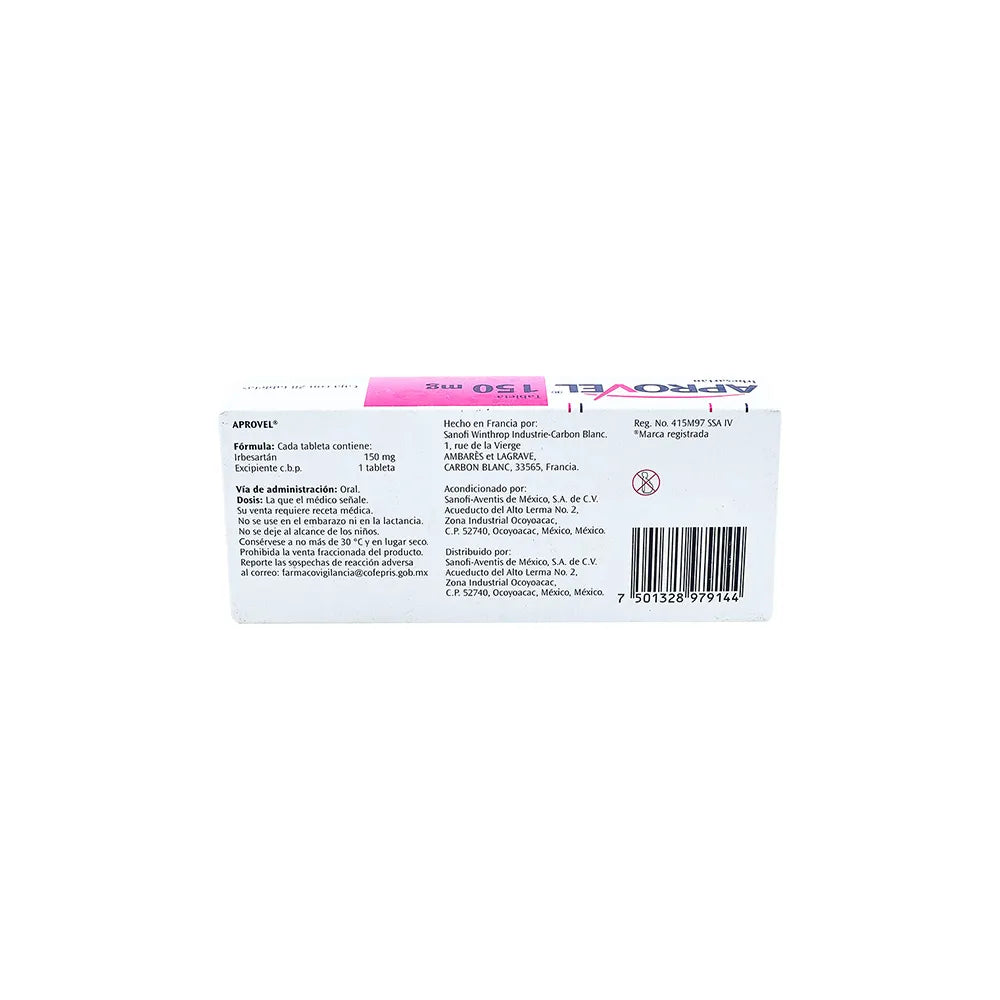 APROVEL IRBESARTAN 150 MG CAJ/28 TAB