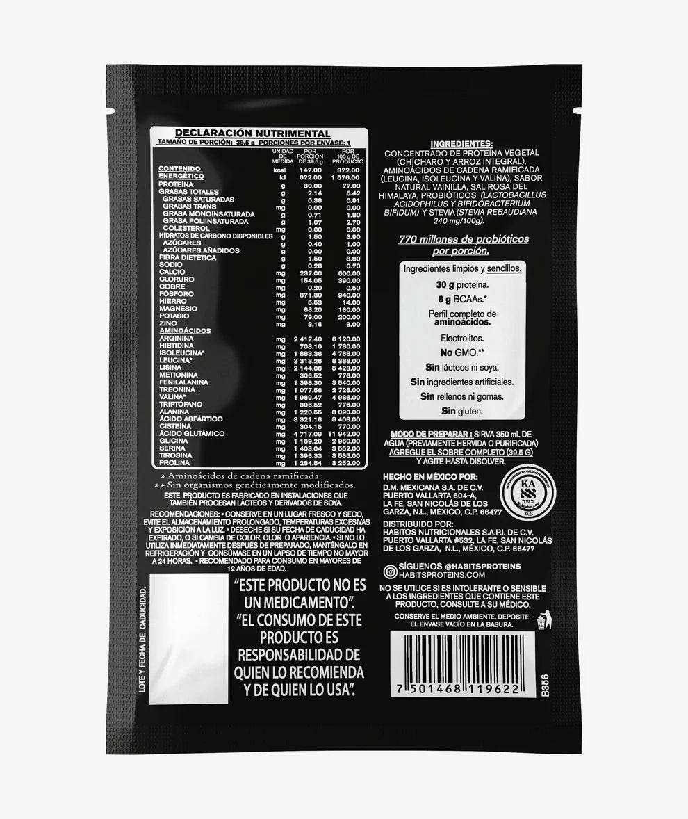 HABITS HP VAINILLA  SACHETS 39.5 GRS  CON 15 SOBRES