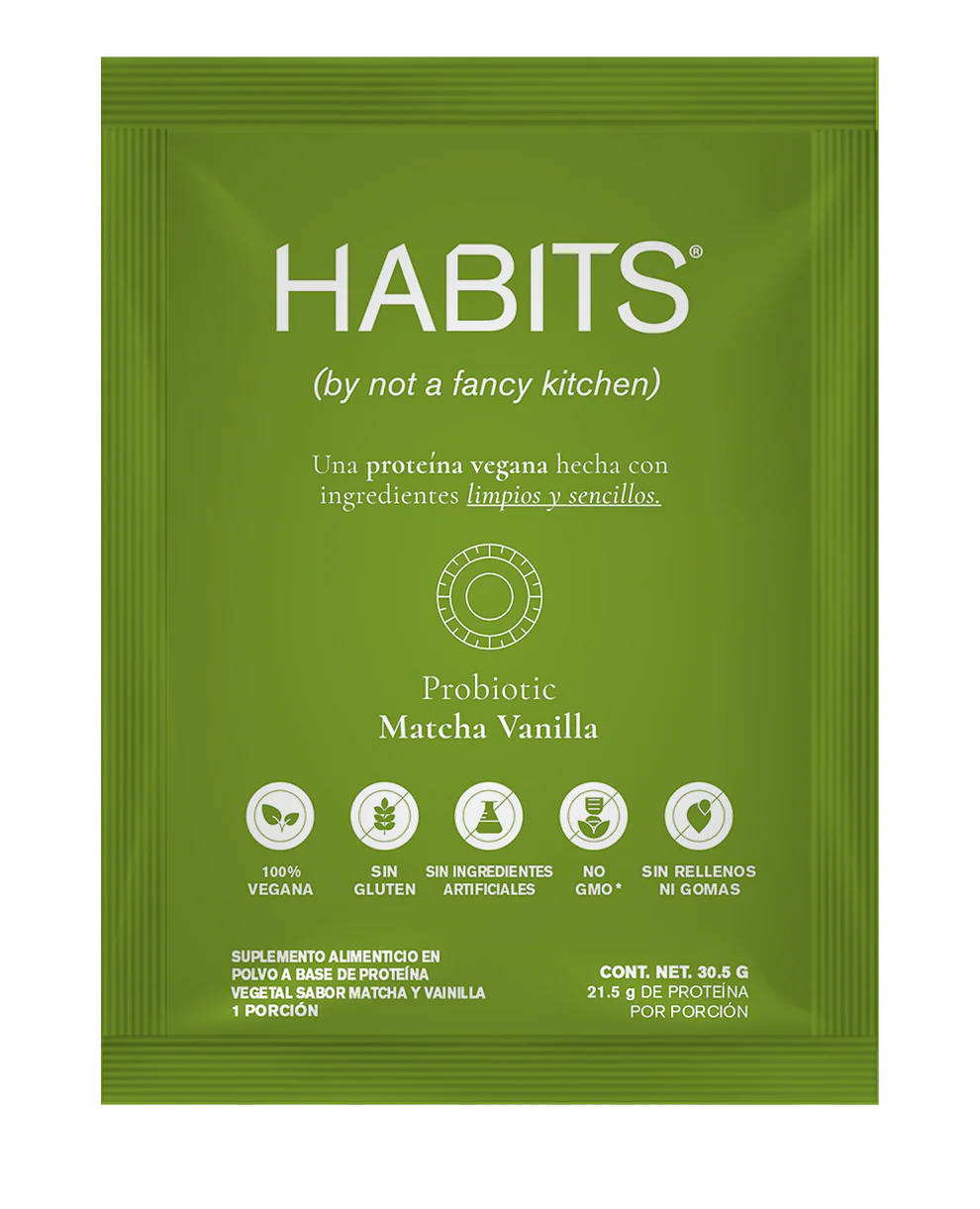 PROBIOTIC MATCHA VAINILLA SACHETS   PROTEINA 21.5 GRS DE PROTEINA POR PORCION 1 CAJ/ 16 SOB