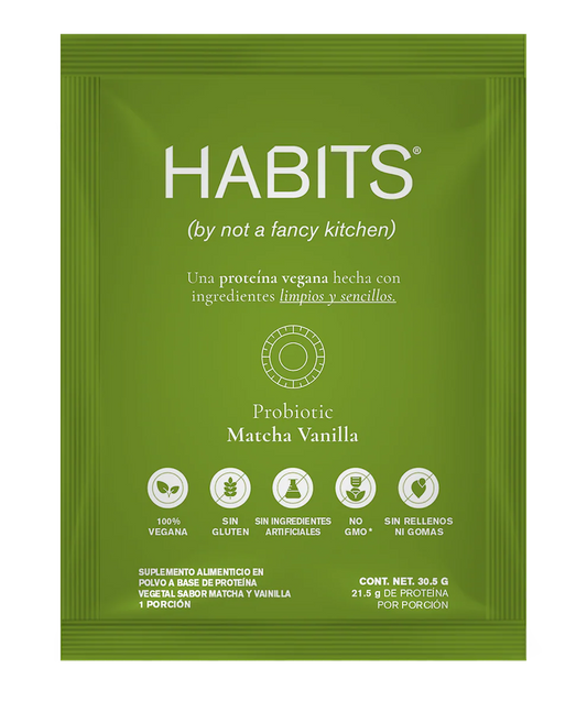 PROBIOTIC MATCHA VAINILLA SACHETS   PROTEINA 21.5 GRS DE PROTEINA POR PORCION 1 CAJ/ 16 SOB