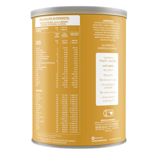 PROBIOTIC MACA CACAO  PROTEINA 20.3 GRS DE PROTEINA POR PORCION 1 LATA CON 488  GRS.