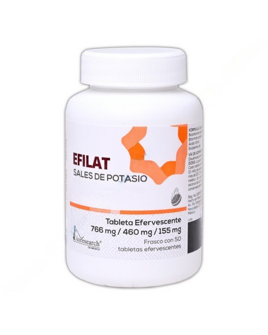 EFILAT Bicarbonato de potasio / Bitartrato potásico / Ácido cítrico 766MG/ 460MG/ 155 MG CAJ/50 TAB