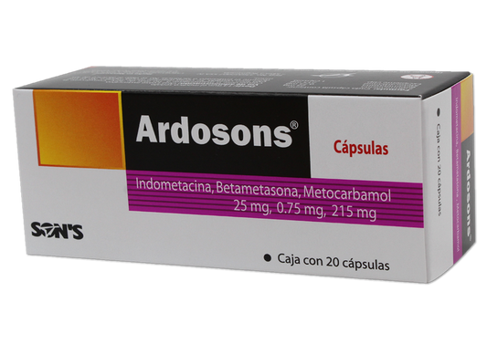 ARDOSONS INDOMETACINA, BETAMETASONA, METOCARBAMOL 25MG/ 0.75 MG/ 215 MG CAJ/20 CAP