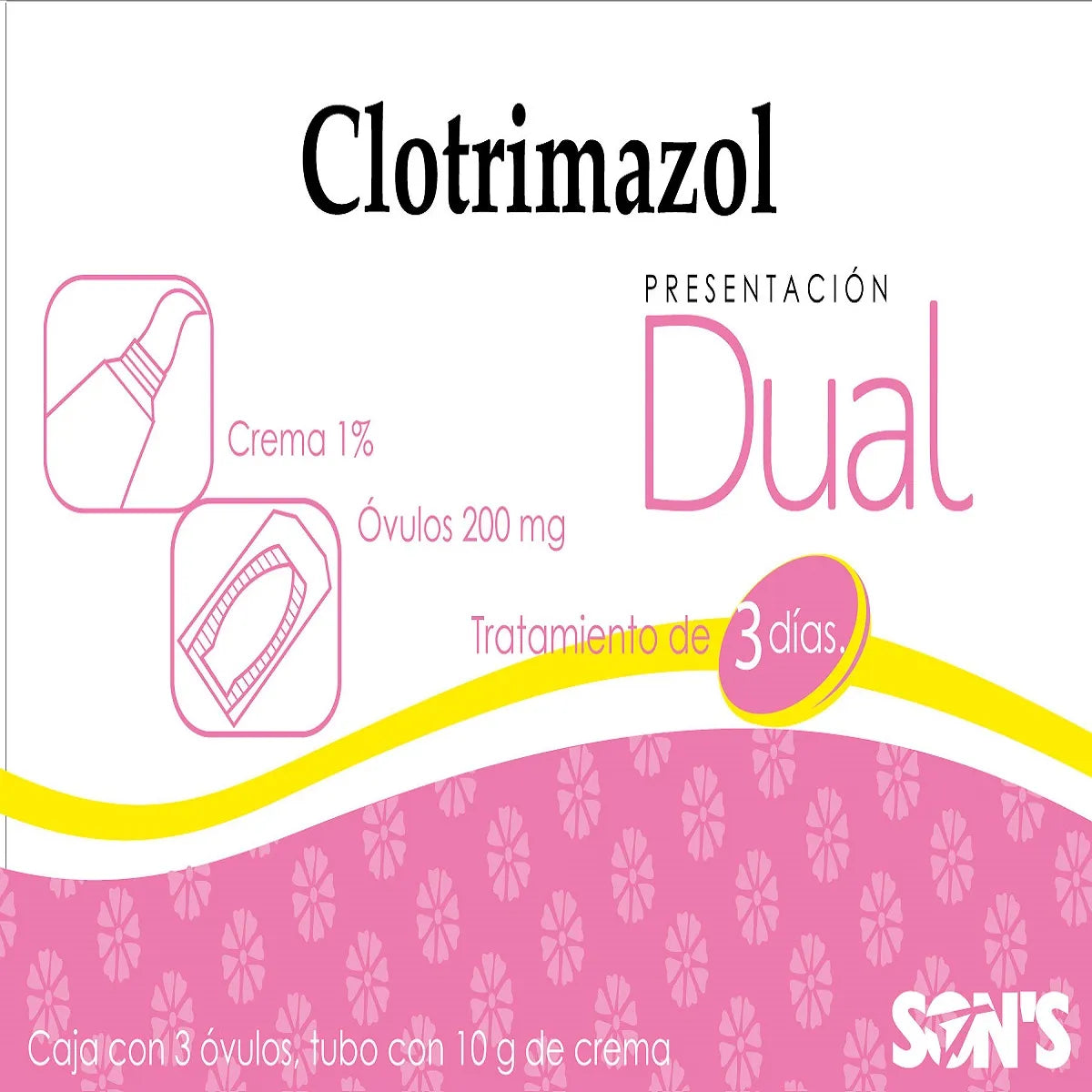 CLOTRIMAZOL DUAL CLOTRIMAZOL OVULOS Y CREMA C/3 Y 1 TUBO 10 GR