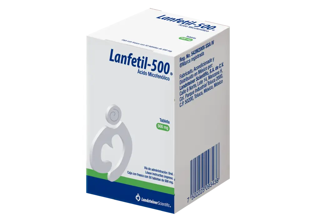 LANFETIL ACIDO MICOFENOLICO 500 MG CAJ/ 50 TAB