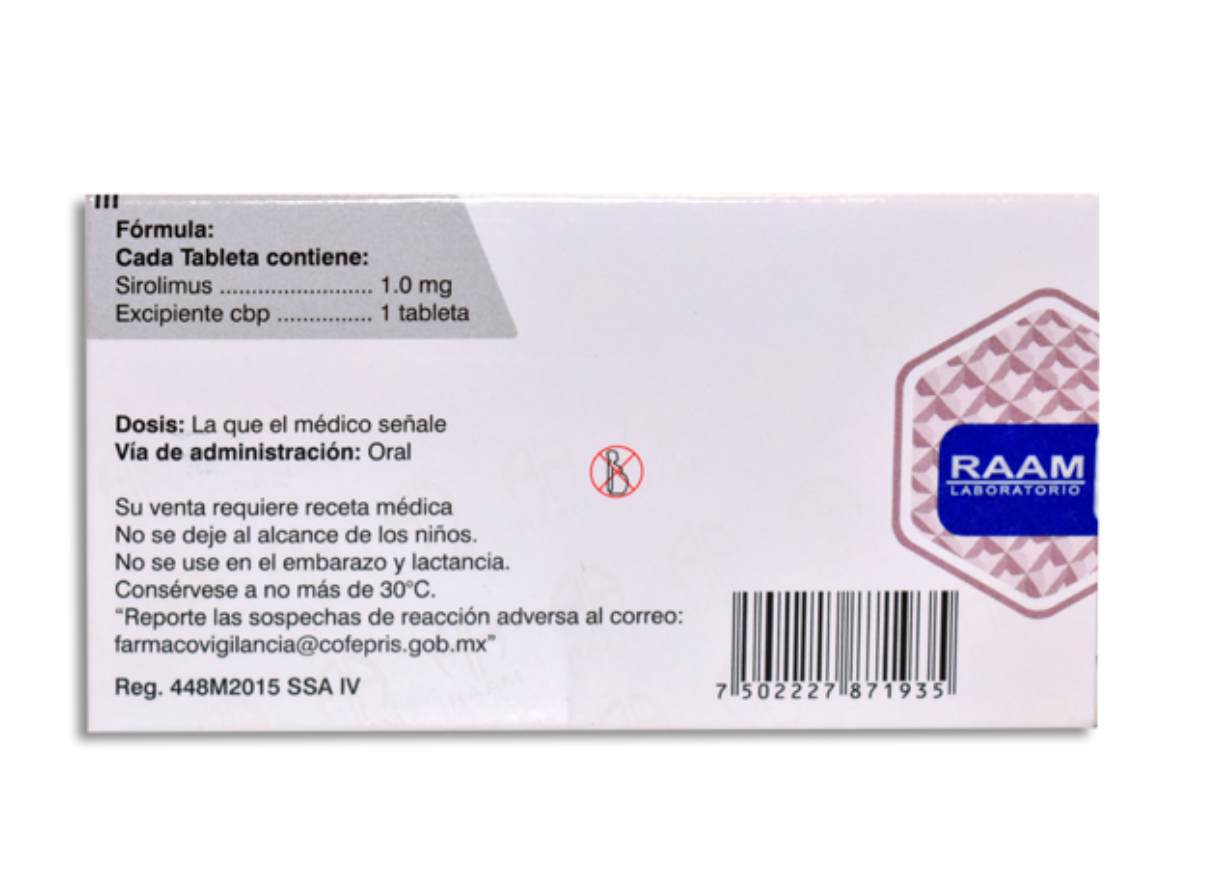 P-HYSPLAN SIROLIMUS 1 MG CAJ/ 60 TAB