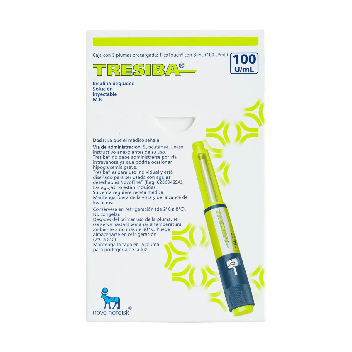 TRESIBA INSULINA DEGLUDEC 100 UI/ML 5 JGP C/3 ML