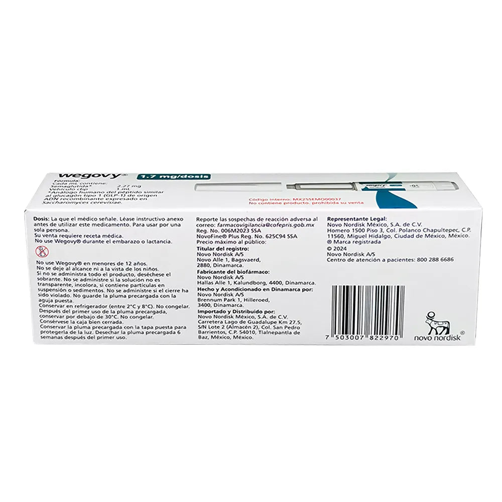 WEGOVY SEMAGLUTIDA 1.7 MG/DOSIS  1 JPLL 4 DOSIS