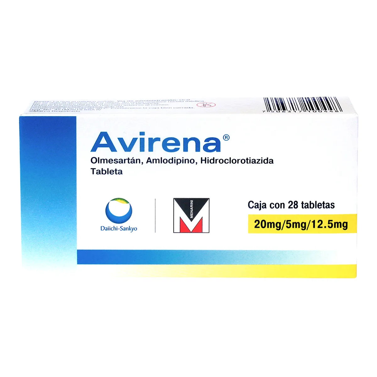 AVIRENA OLMESARTAN MEDOXIMILO/ AMLODIPINO/ HIDROCLOROTIAZIDA 20/5/12.5MG C/28 TAB